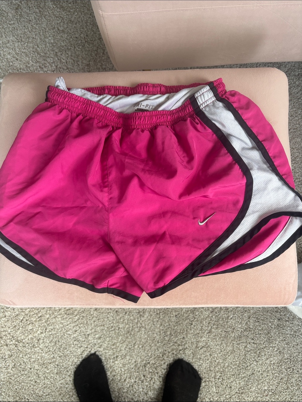 Nike Women’s Bright Pink Athletic Shorts with White Panels